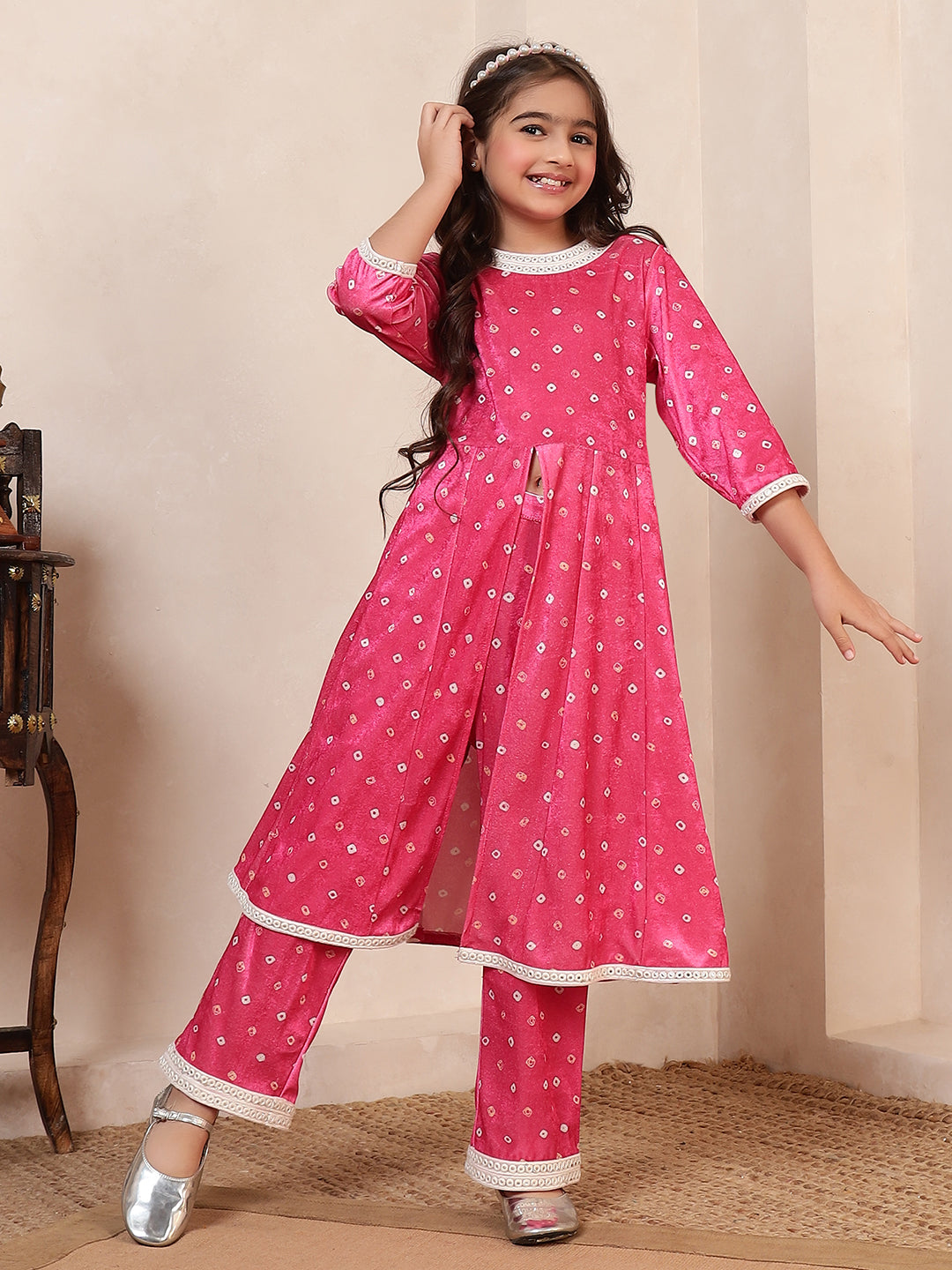 Pink Velvet Kurta Set