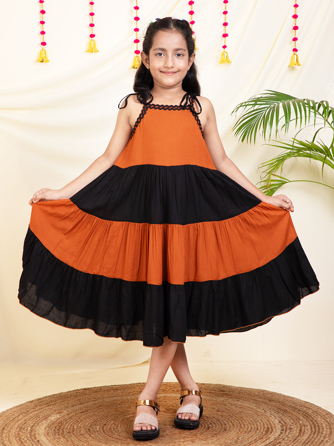 Color Block Tiered Girls Dress