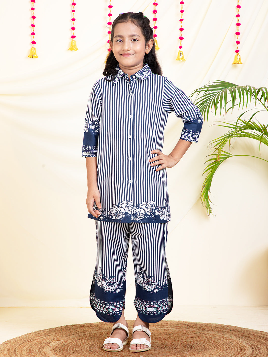 Striped Shirt With Slit Pants