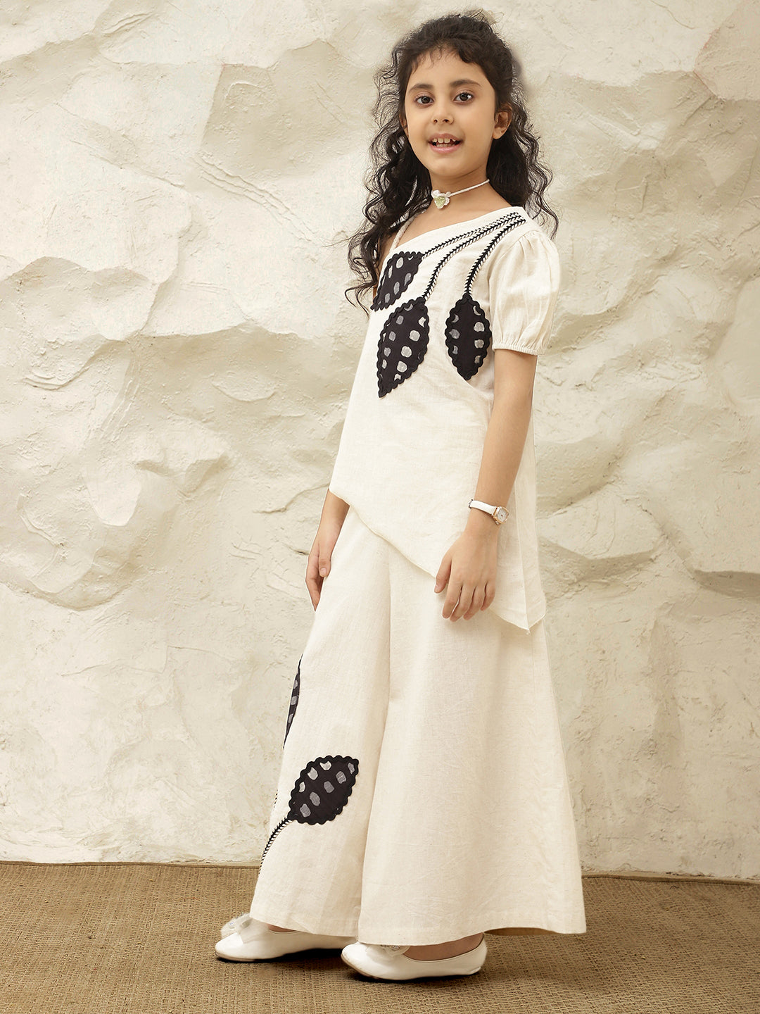 Leaf Patch Work Asymmetric Pure Cotton Co-Ord Set