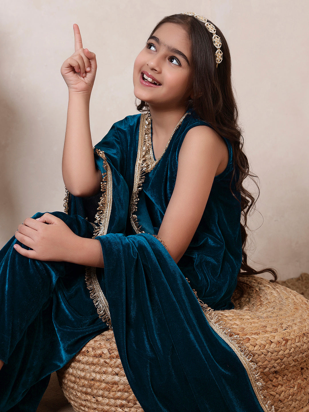 Velvet Teal Blue 3 Piece Co-ord Set