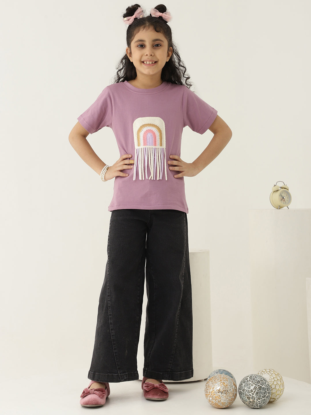 Pure Cotton Knit Rainbow Patch T-Shirt