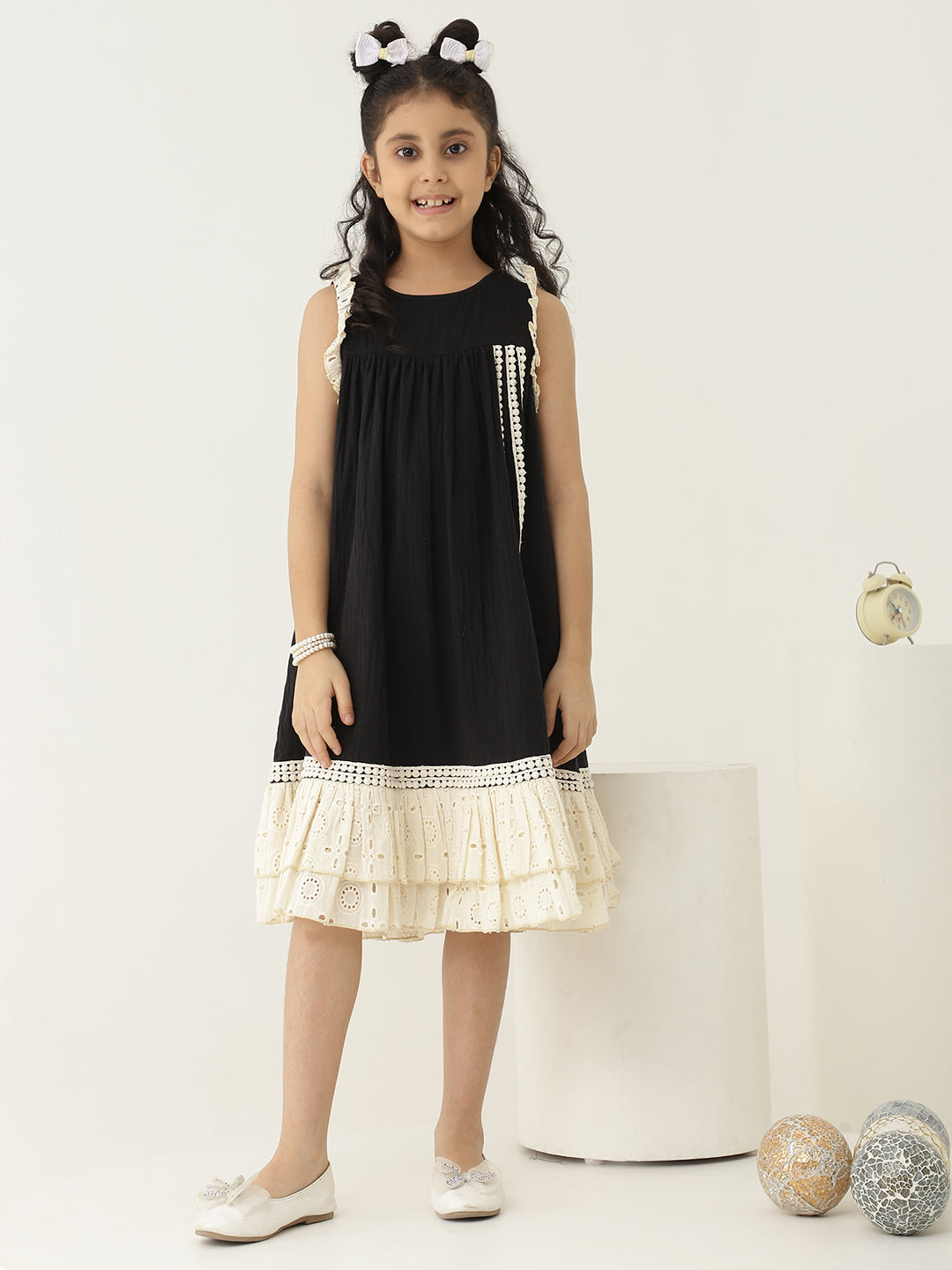 Pure Cotton Schiffli Tiered Dress