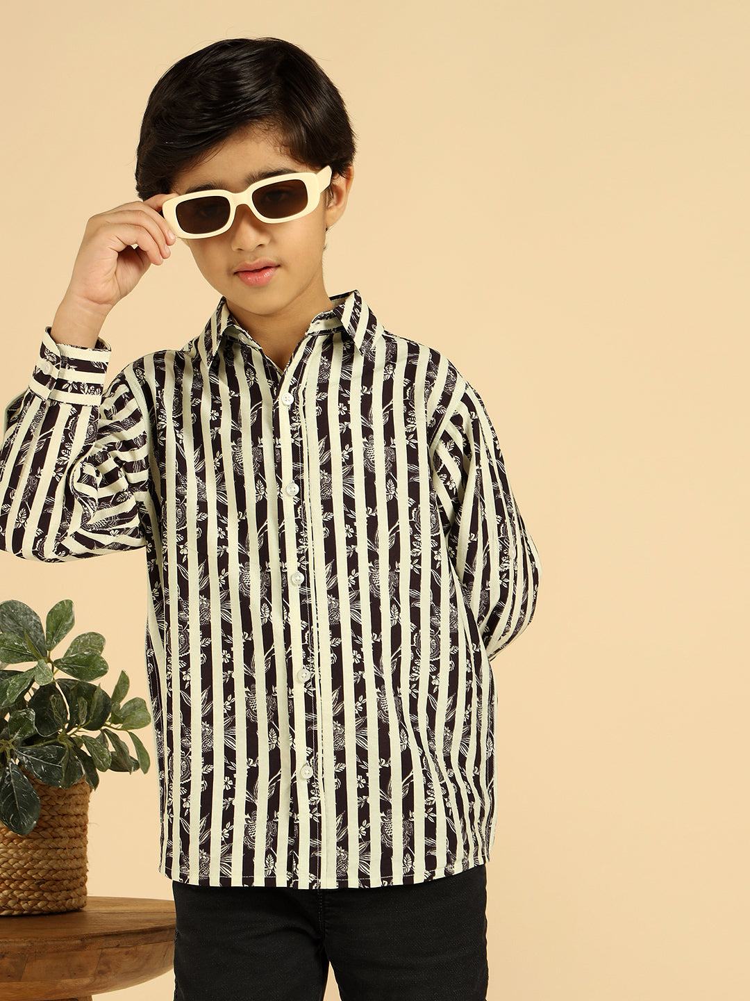 Black Striped Boys Shirt