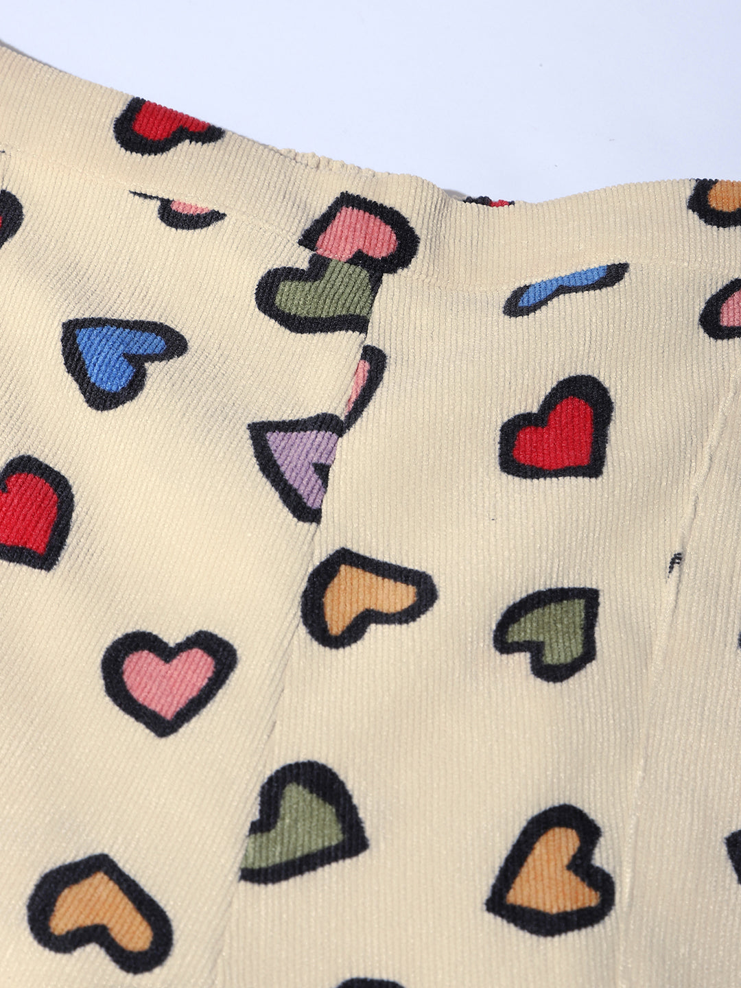 Heart Print MultiColor Patch Pocket Pant For Girl