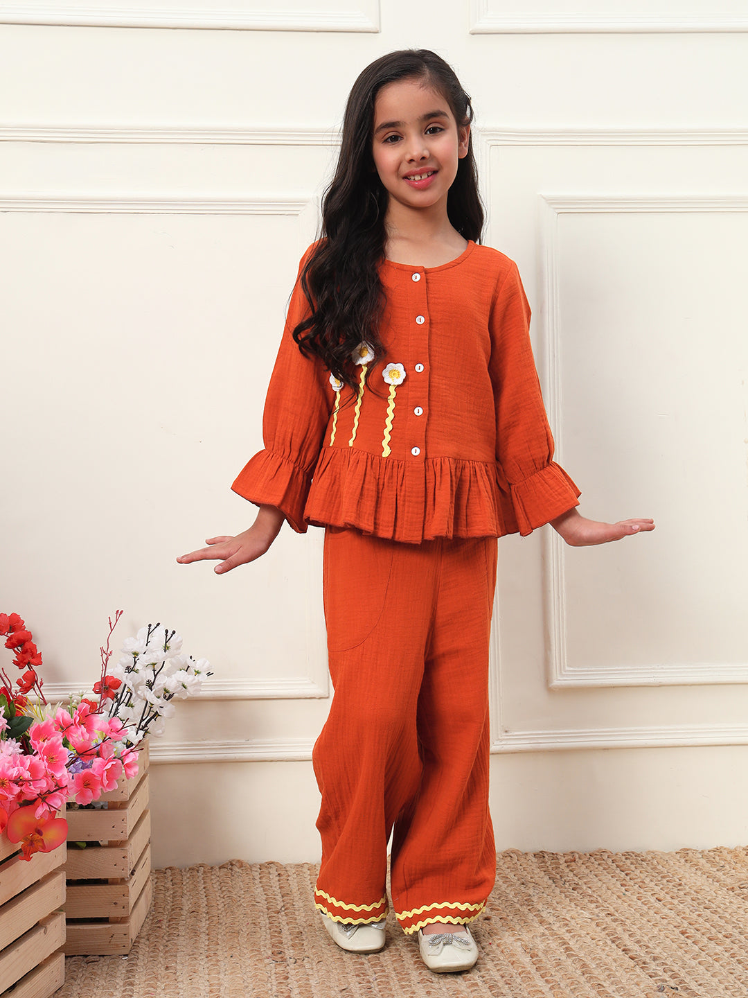 Peplum Shirt With Pants Girls Co-ord Set