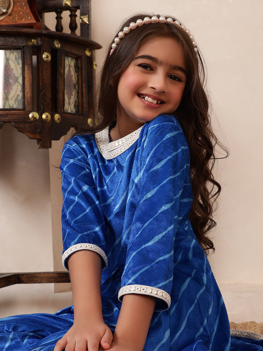 Blue Velvet Kurta Set