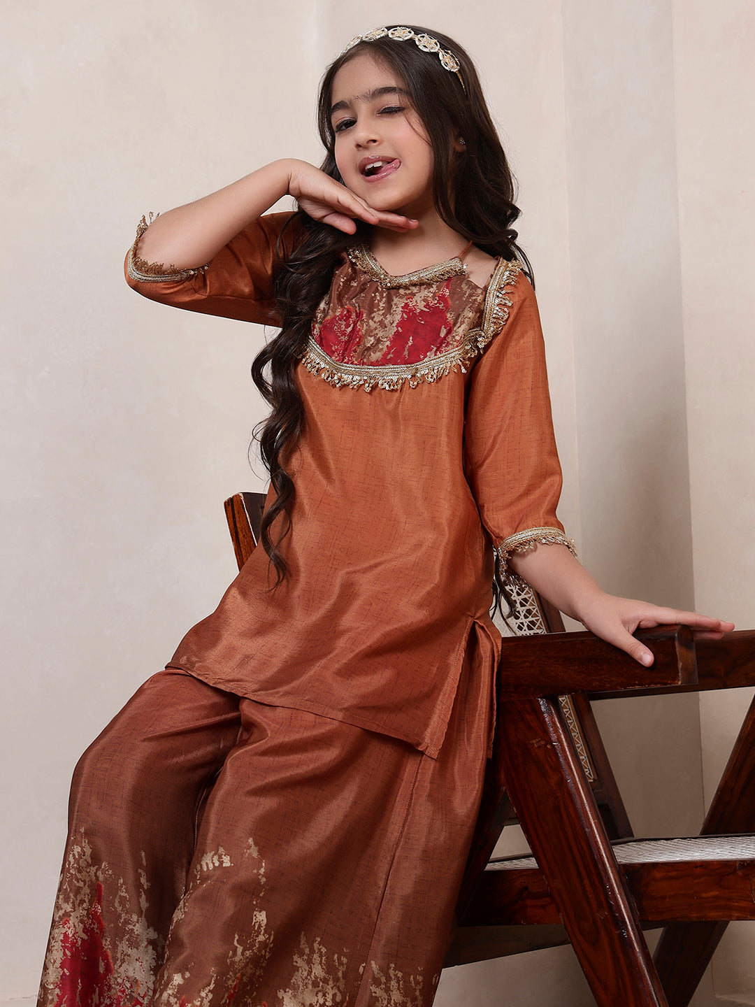 Mustard Kurta With Palazzo Set
