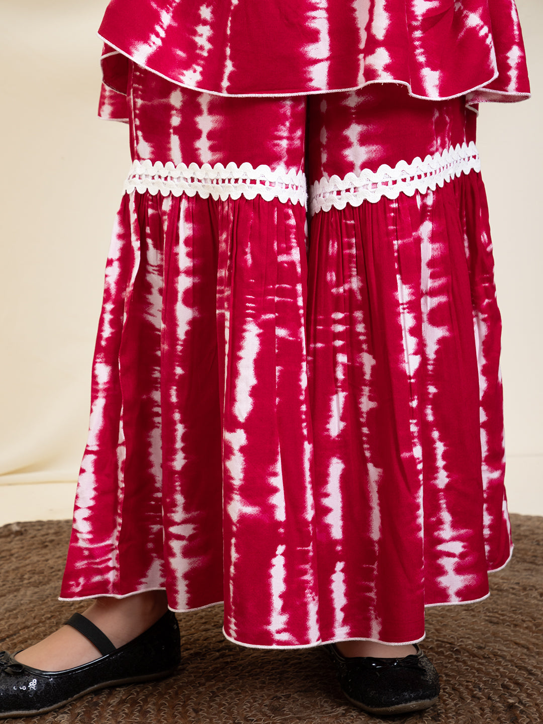 Tie Dye Rayon Peplum Top & Sharara Set