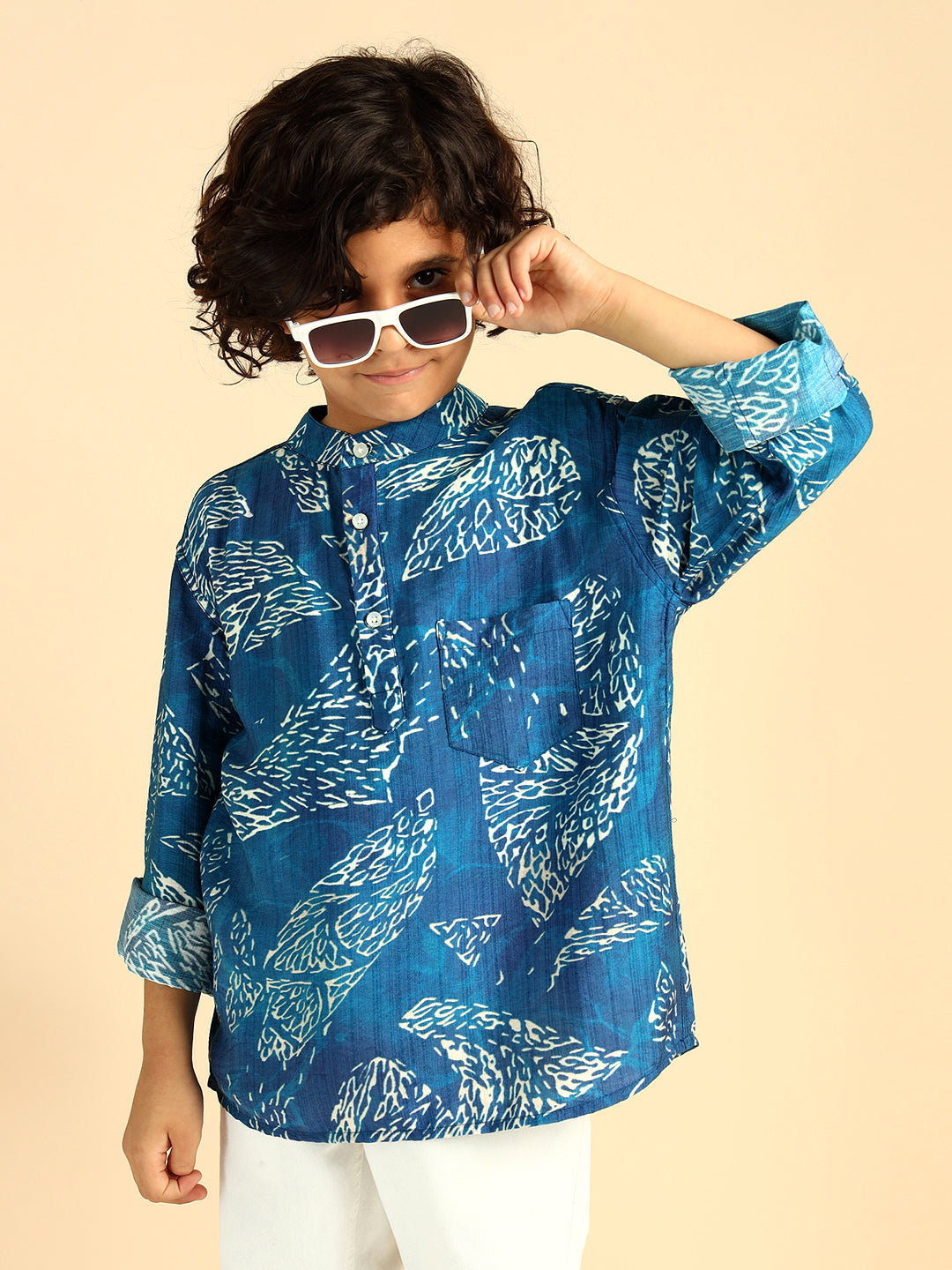 Abstract Print Short Kurta For Boys
