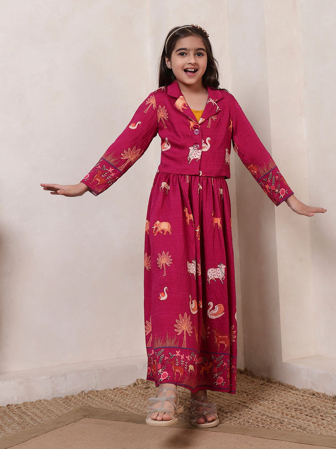 Short Blazer With Skirt Girls Co-ord Set