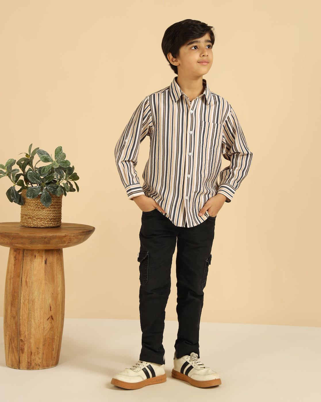 Multi Color Stripes Full Sleeves Boys Shirt