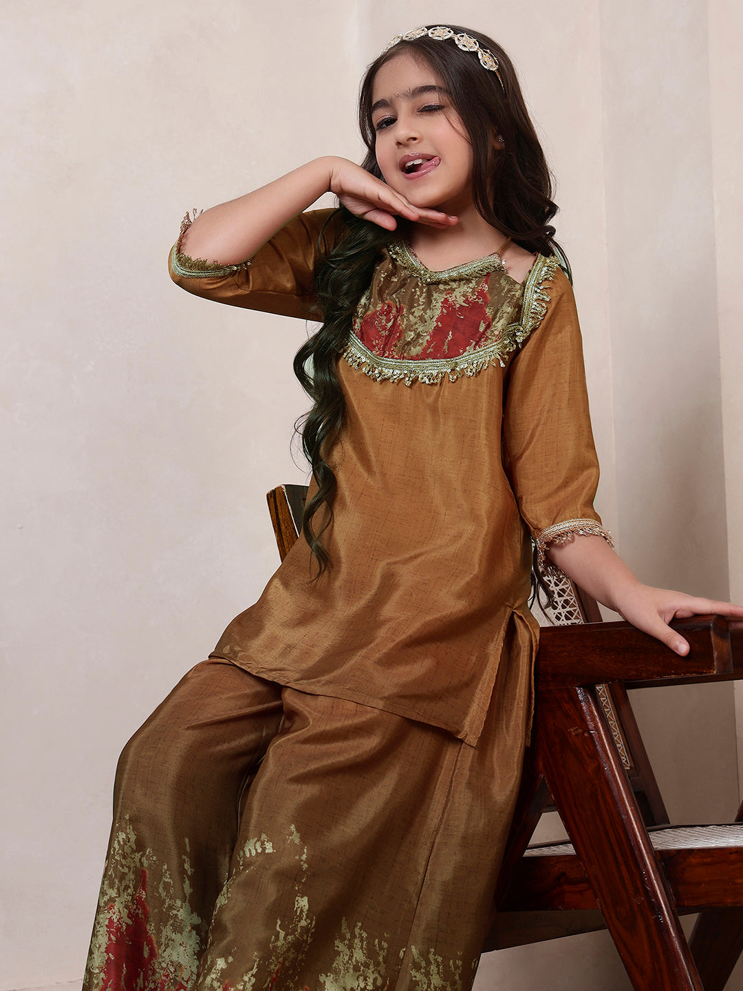 Mustard Kurta With Palazzo Set
