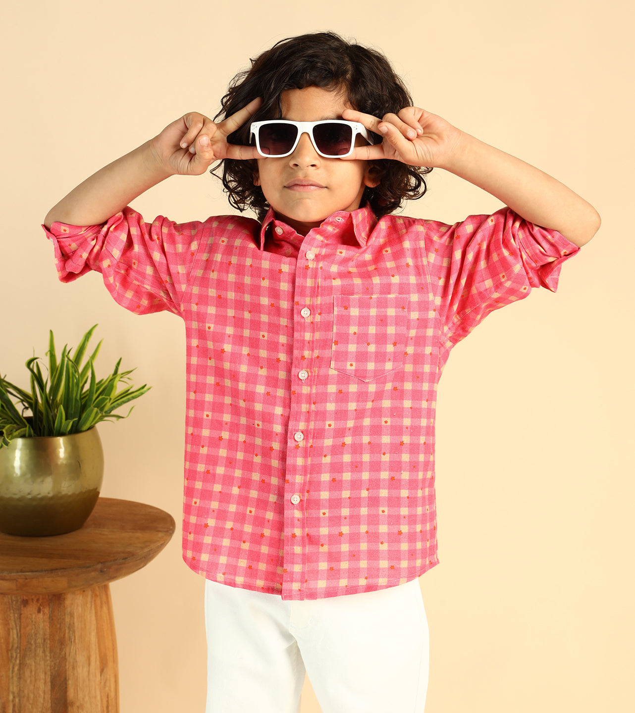 Check Pure Cotton Shirt For Boys