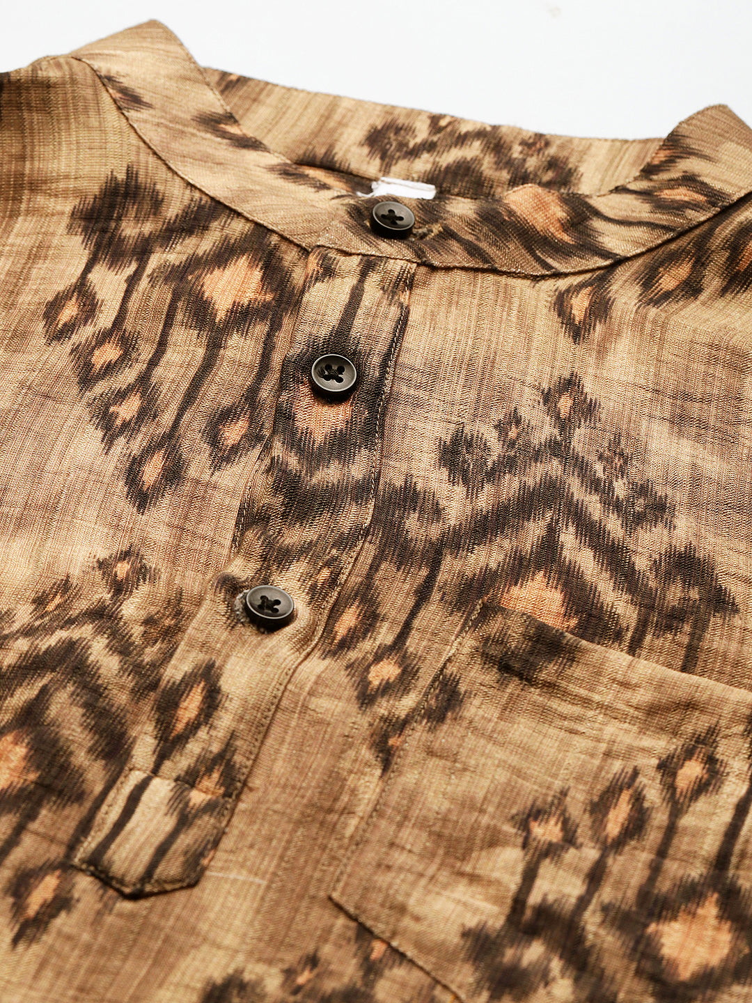 Ikkat Print Short Kurta For Boys