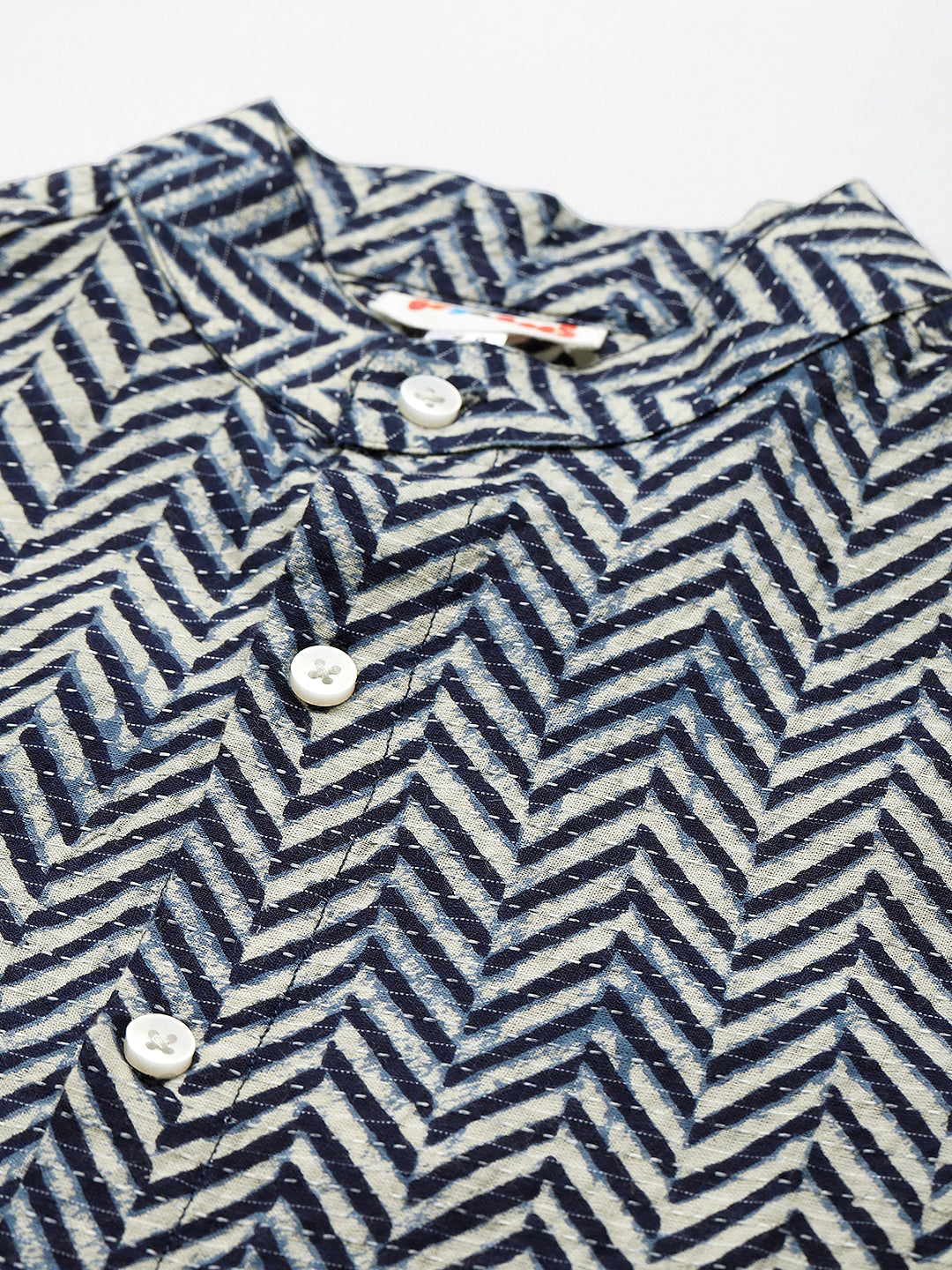 Blue Zig-Zag Pure Cotton Casual Boys Shirt