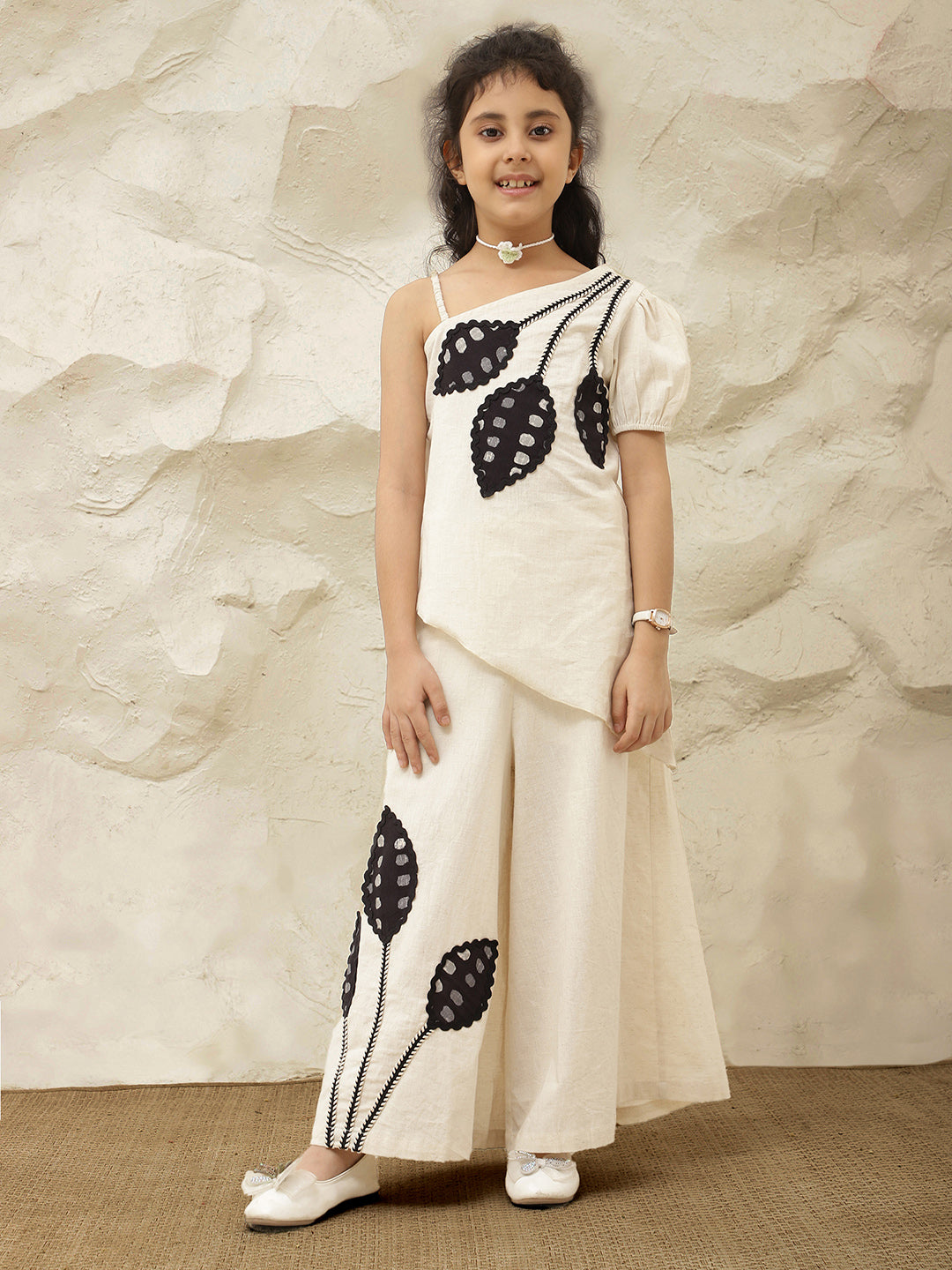 Leaf Patch Work Asymmetric Pure Cotton Co-Ord Set