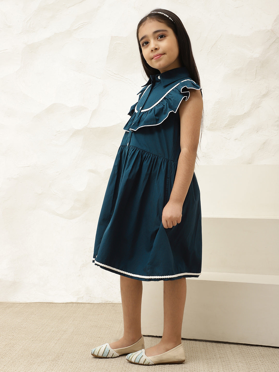 Pure Cotton Frill Yoke Shirt Dress