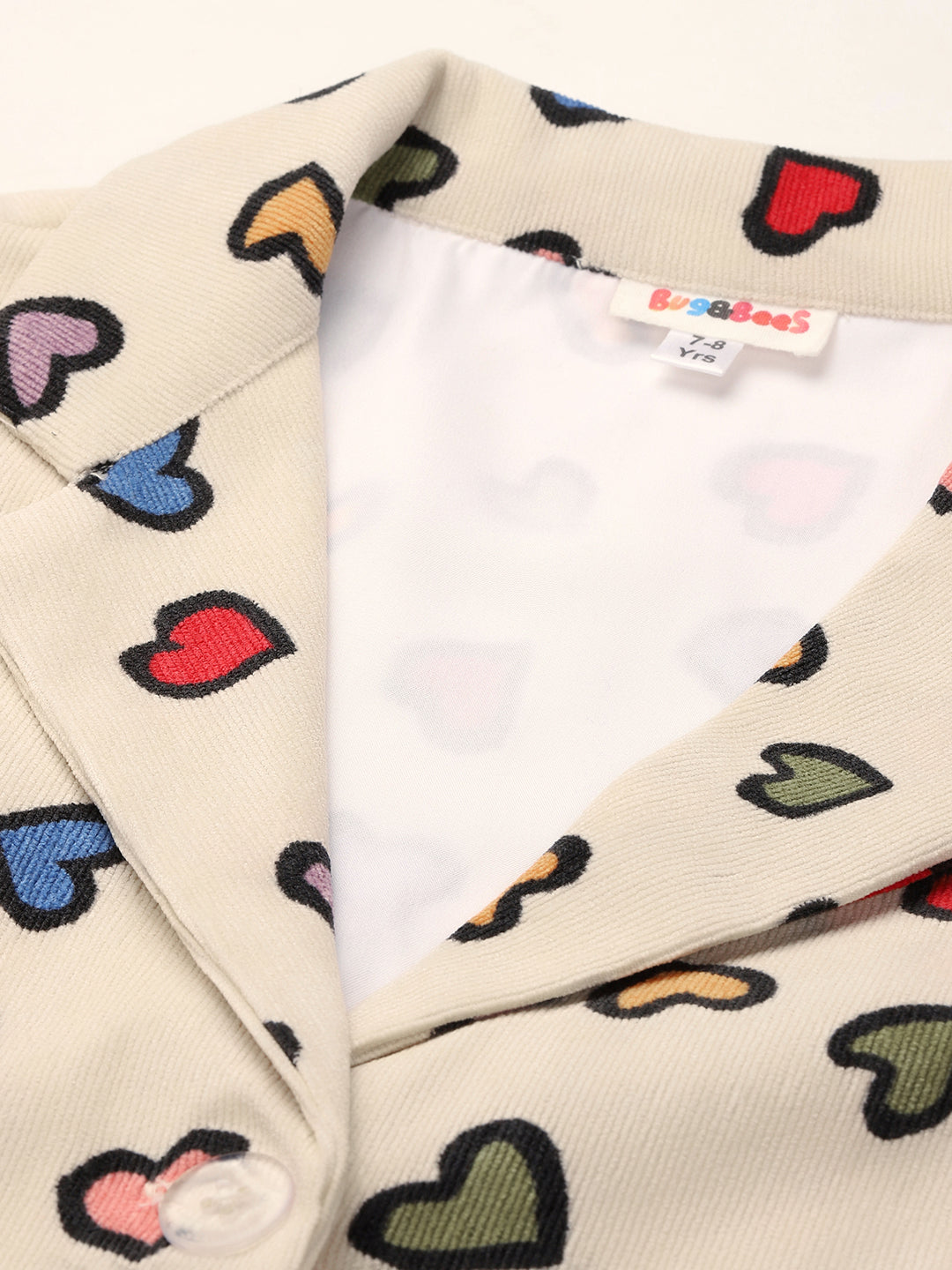 Girl Full Sleeves MultiColor Heart Print Blazer