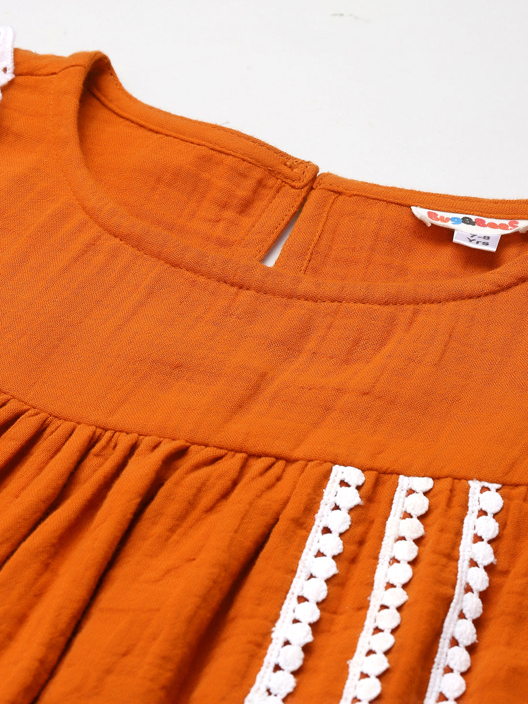 Pure Cotton With Schiffli Tiered Dress For Girls