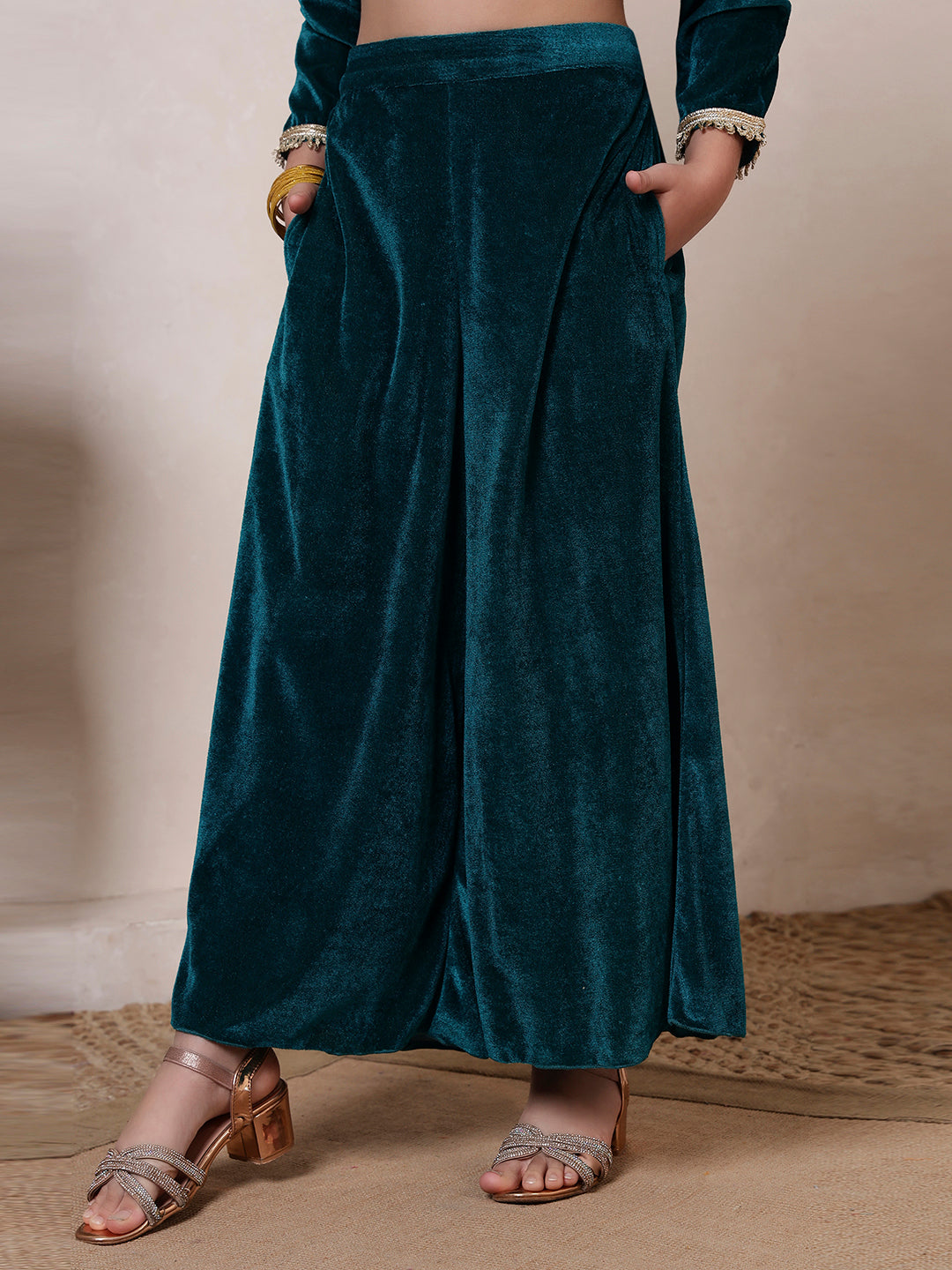 Velvet Rama Green 3 Piece Co-ord Set