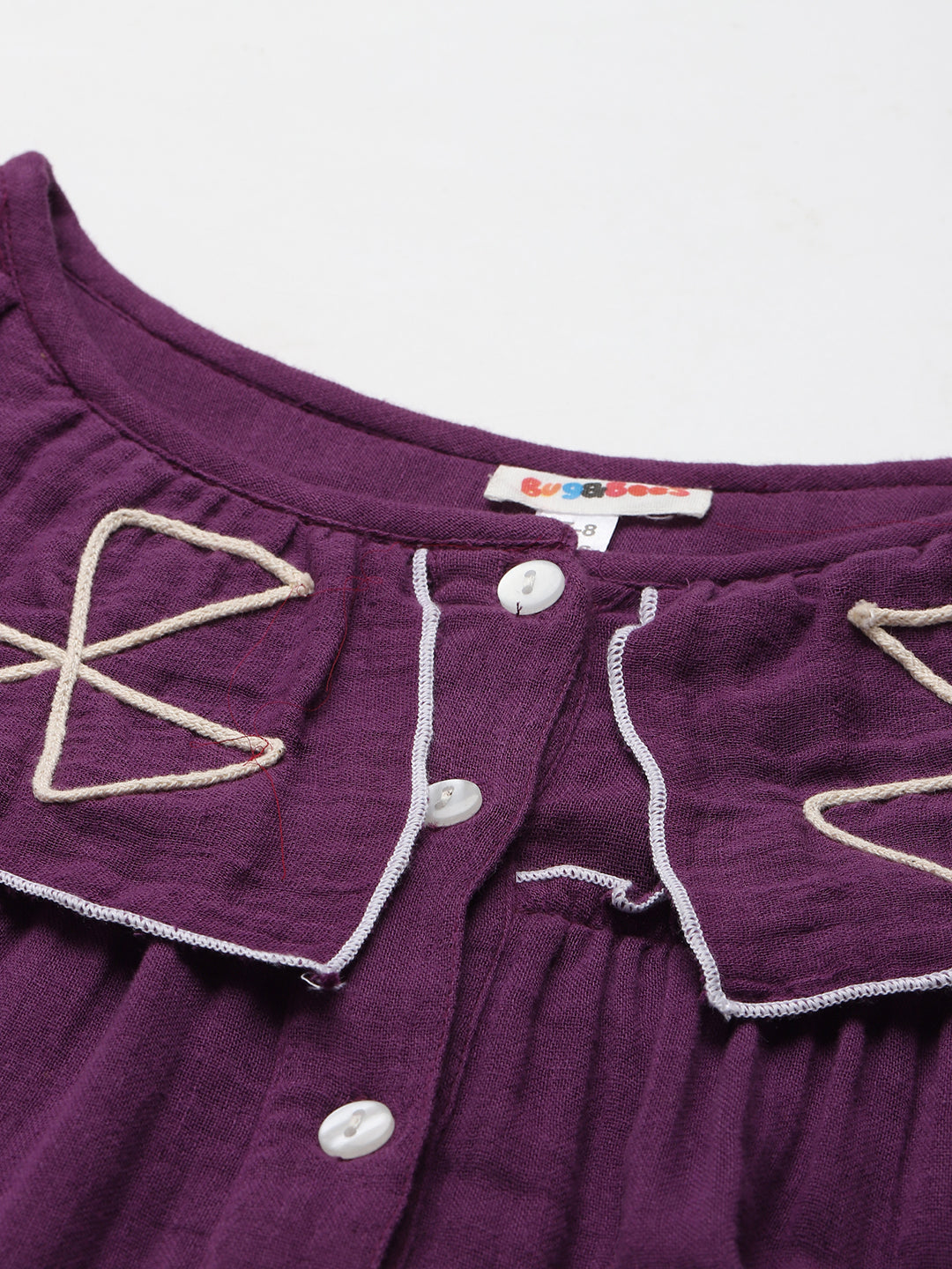 Purple Embroidered Tiered Girls Dress