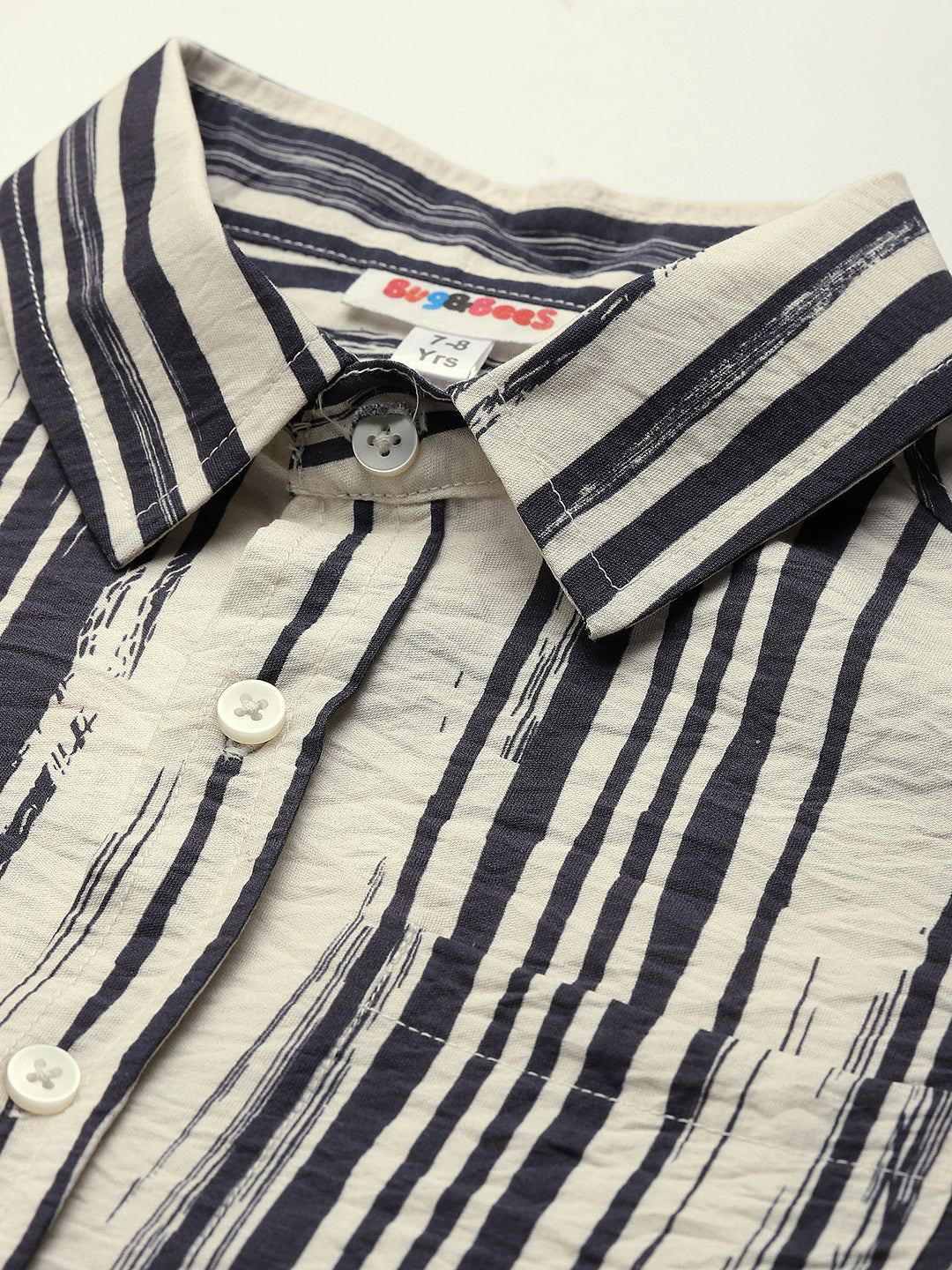 Grey Striped Shirt With Shorts Boys Co-Ord Set