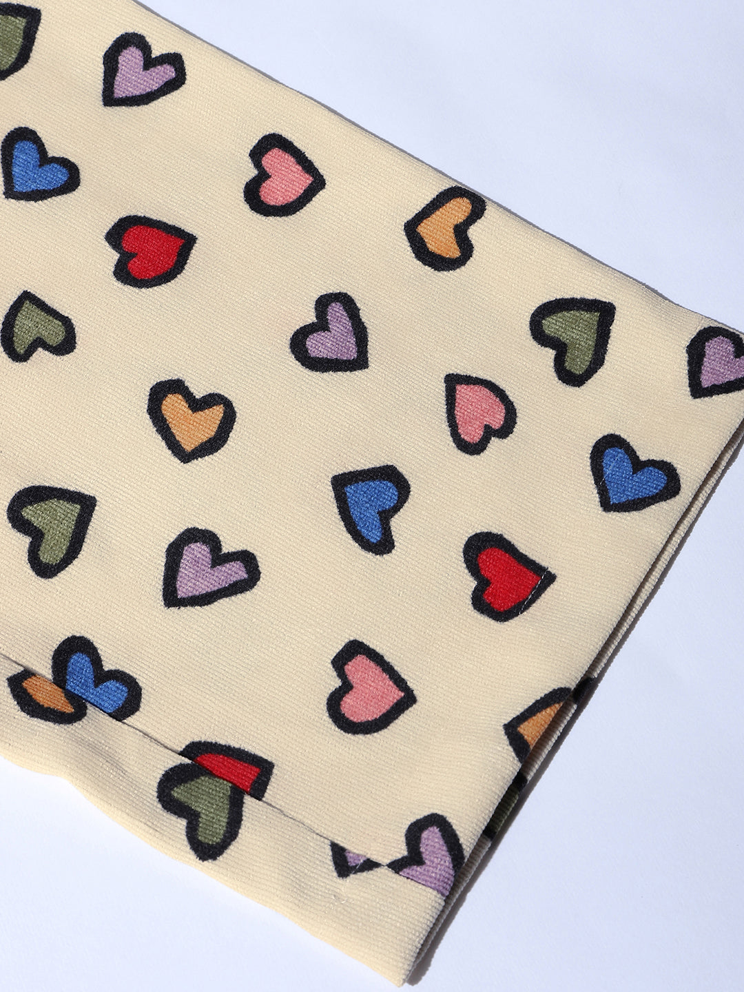 Heart Print MultiColor Patch Pocket Pant For Girl