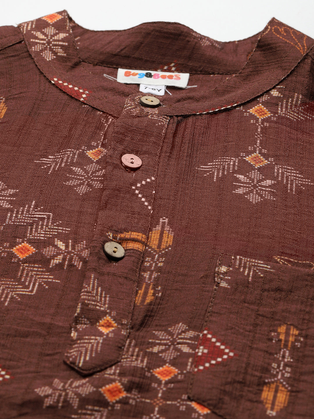 Geometric Print Short Kurta For Boys