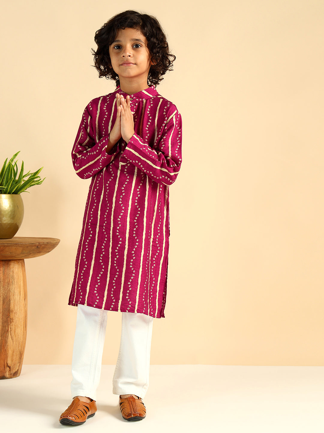 Bhandhani Print Knee Length Kurta For Boys