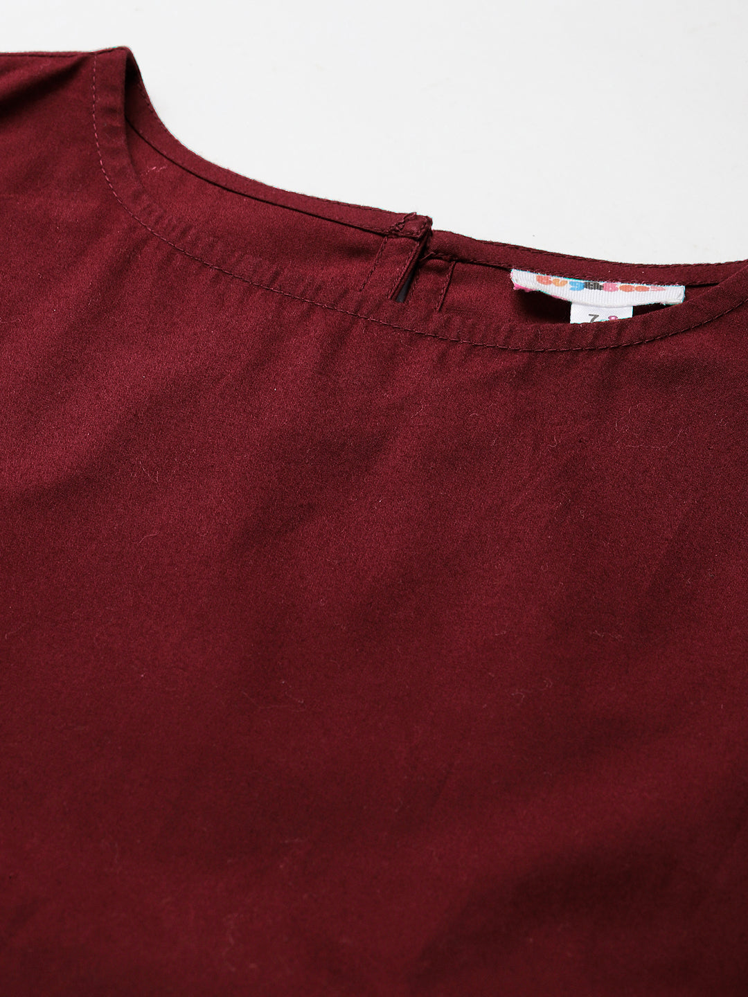 Wine With Floral Printed Bow Style Girls Dress