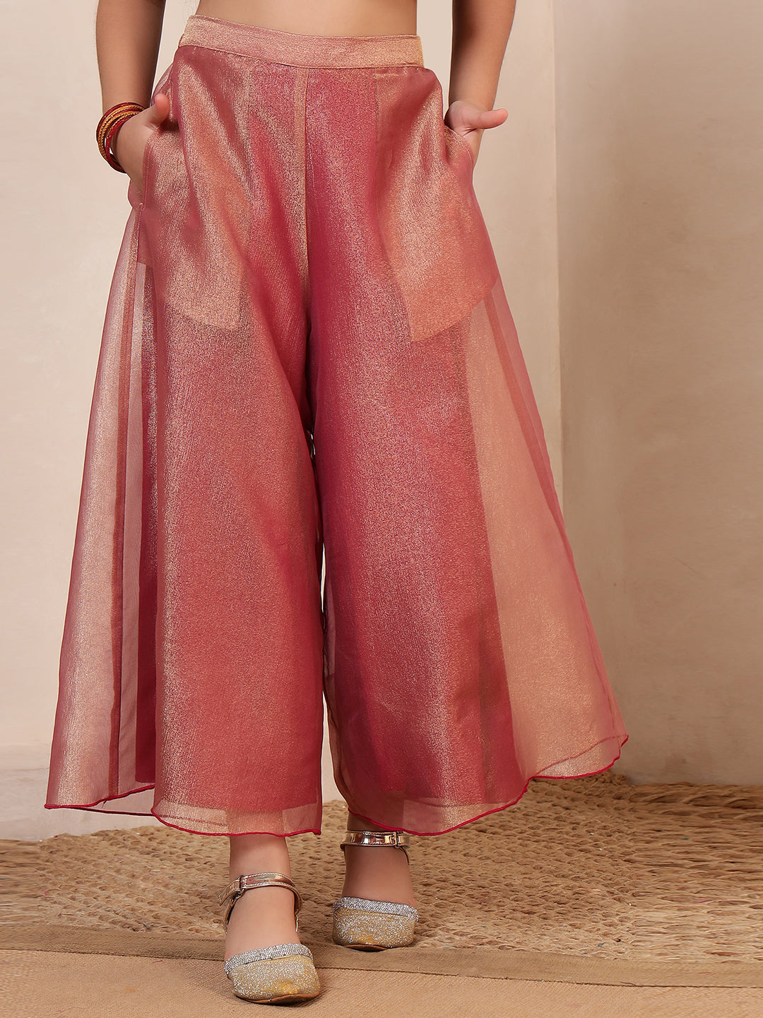 Peplum Top & Palazzos With Dupatta 3 Pieces Fusion Co-Ord Set