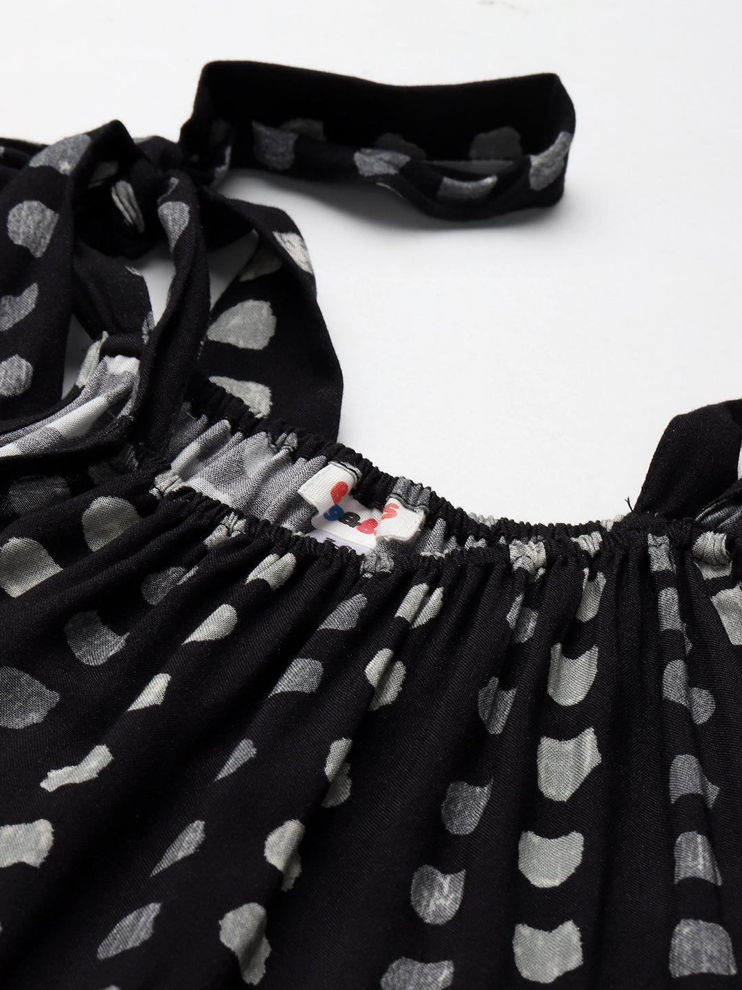 Black Polka Tiered Girls Dress