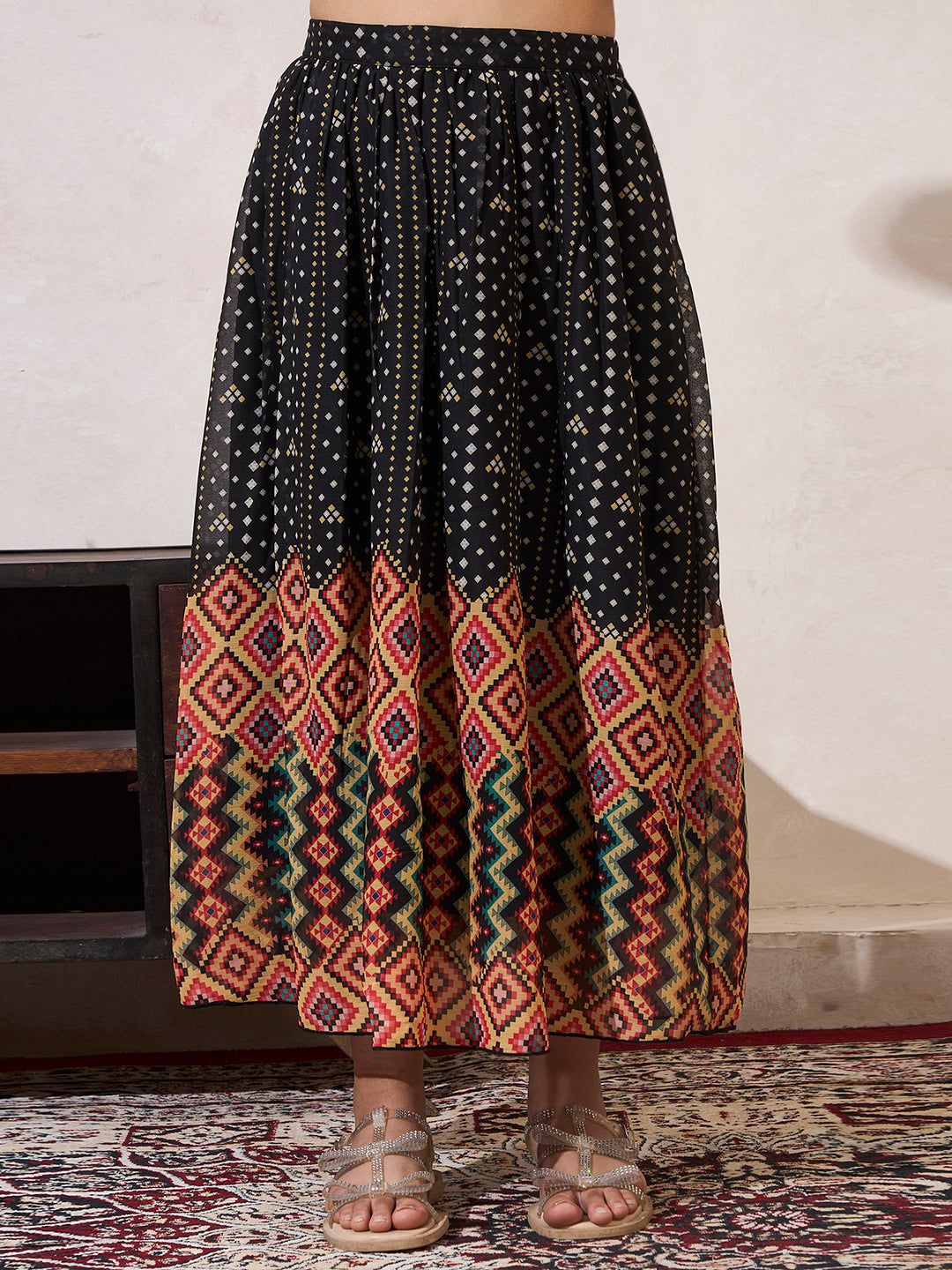 Halter Neck Top With Flared Skirt