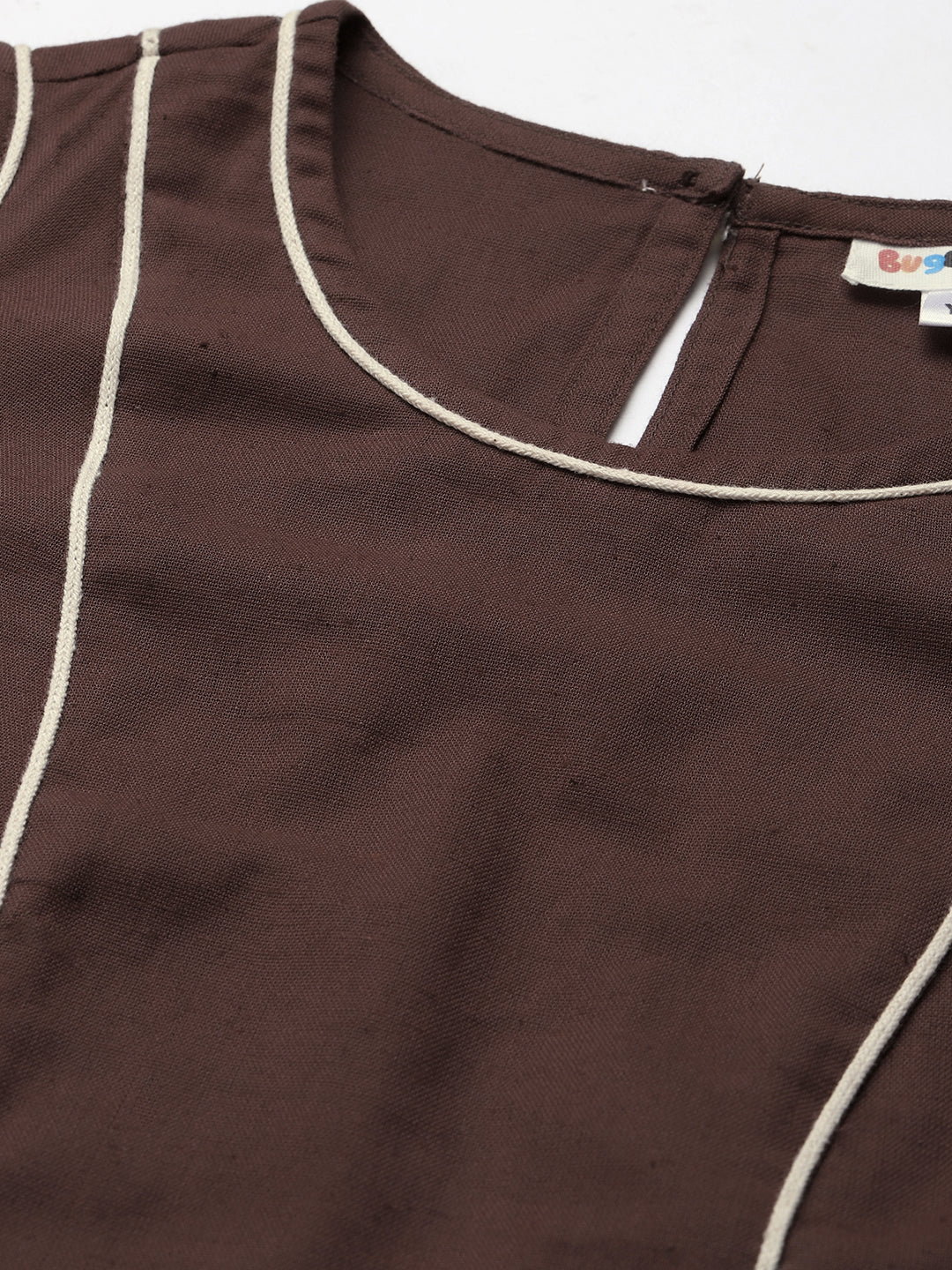 Pure Cotton Brown Panel Girls Dress
