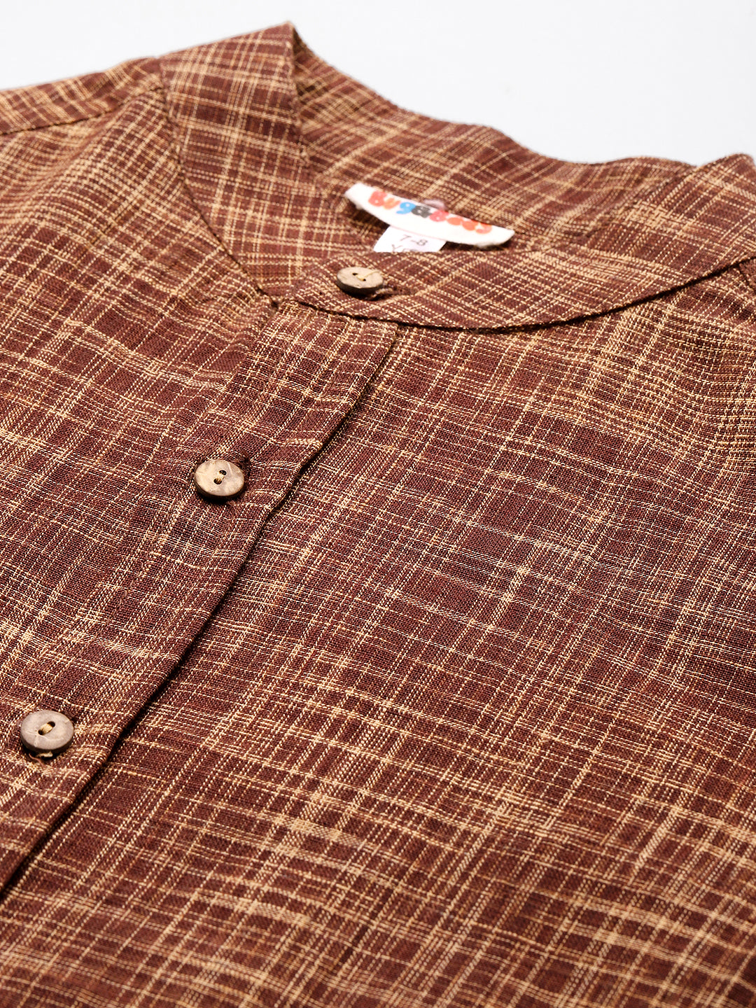 Brown Cotton Khadi Boy Co-Ord Sets