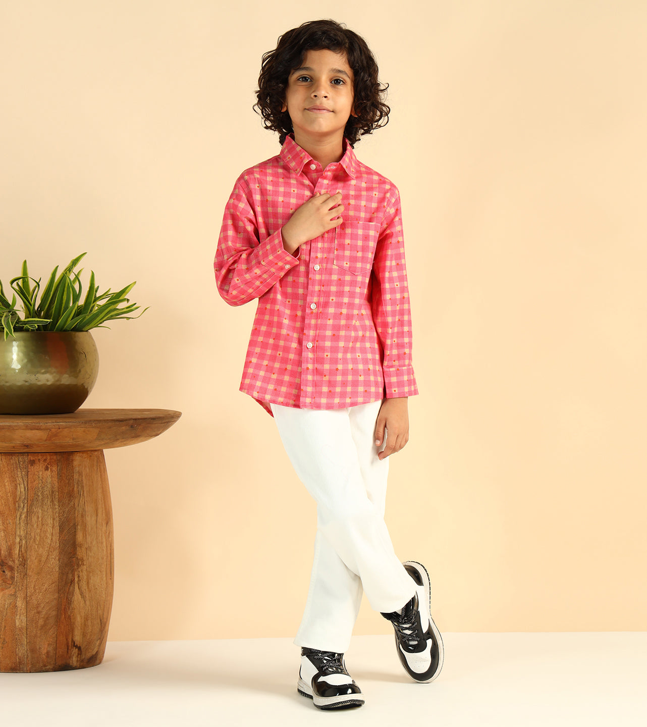 Check Pure Cotton Shirt For Boys