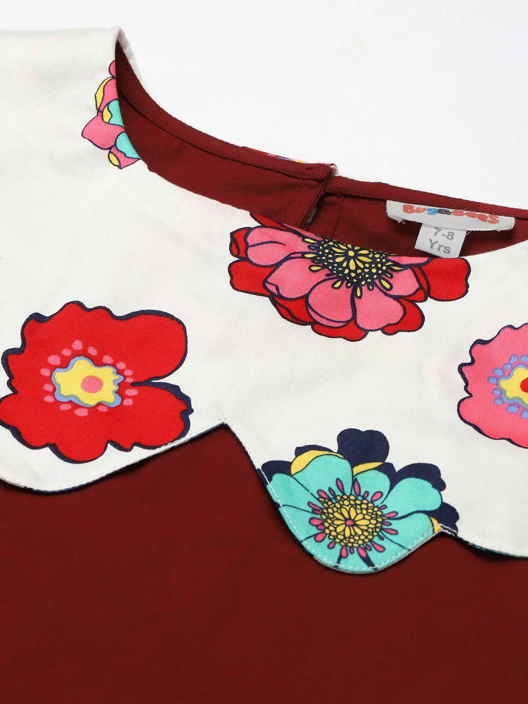 Full Sleeves Scalloped Collar A-Line Dress