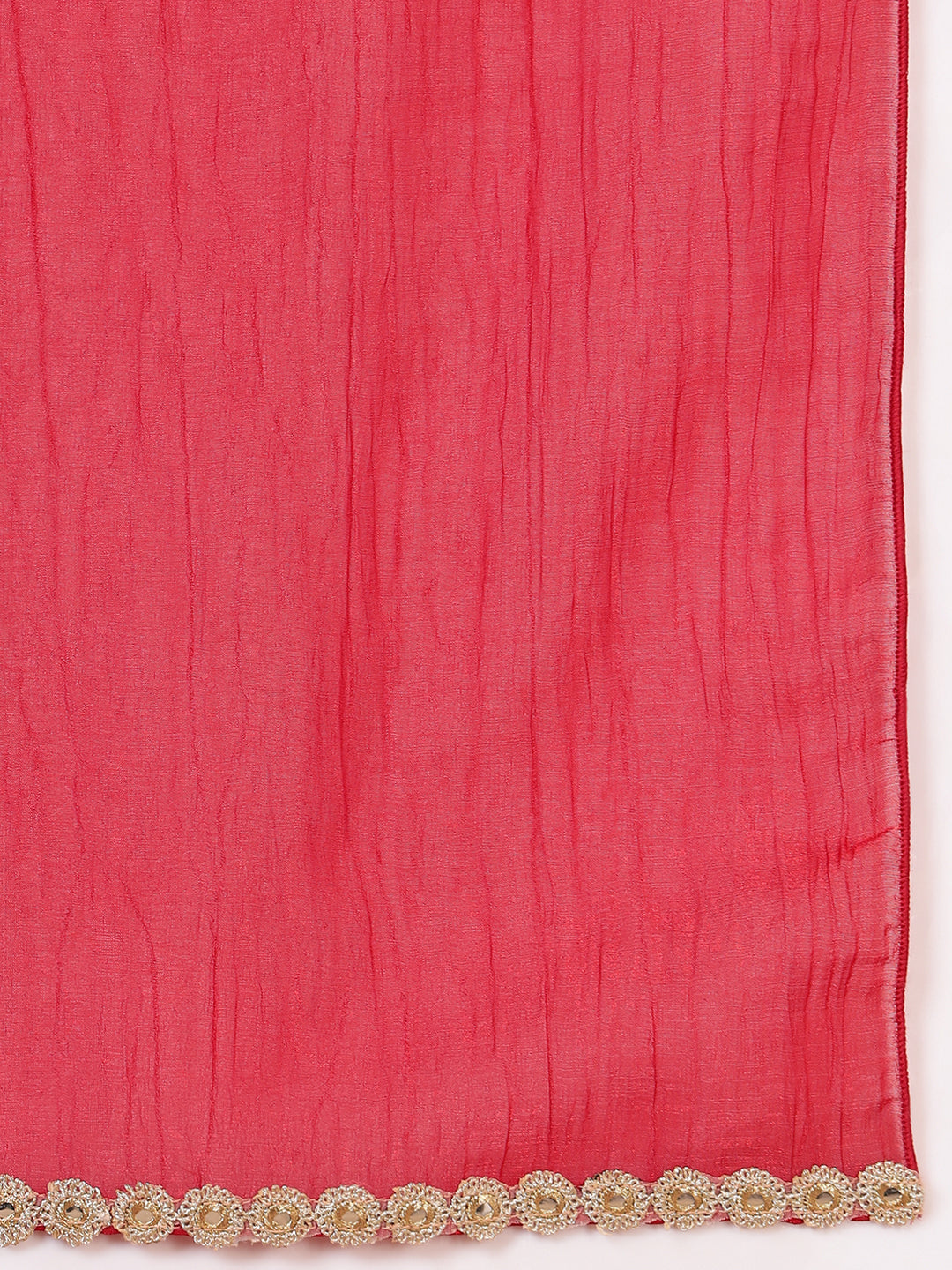 Red Shimmer Peplum Top & Palazzos With Dupatta Fusion Co-Ord Set