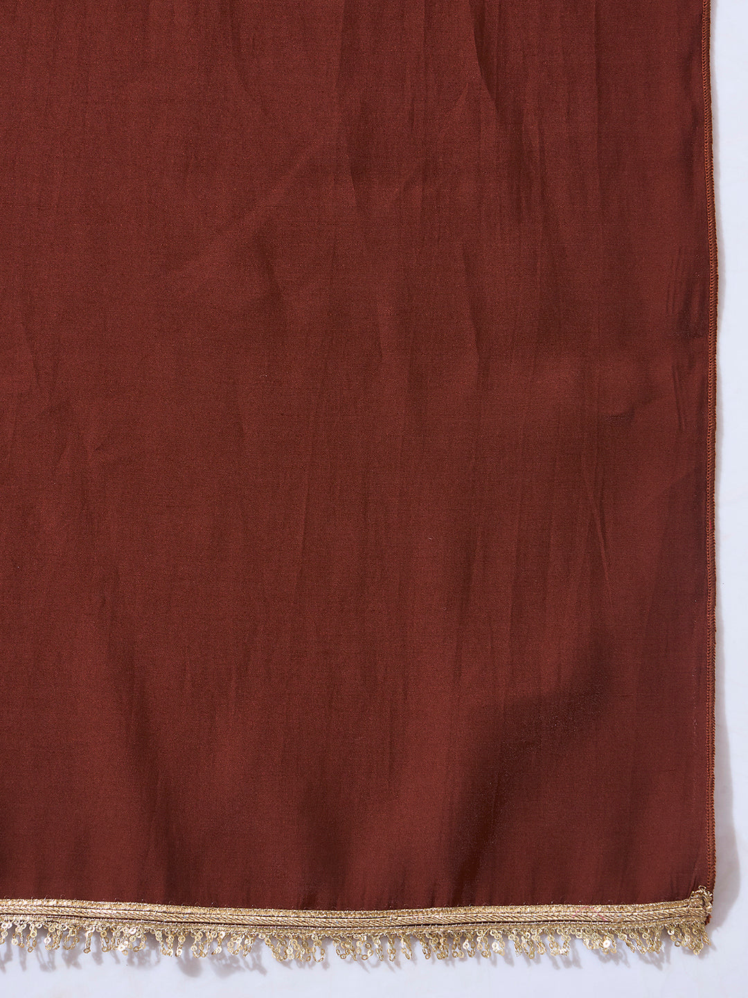 Girls Dark Copper Brown Short Kurti Palazzo Dupatta Set